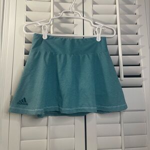 Adidas turquoise blue striped miniskirt with shorts underneath size small